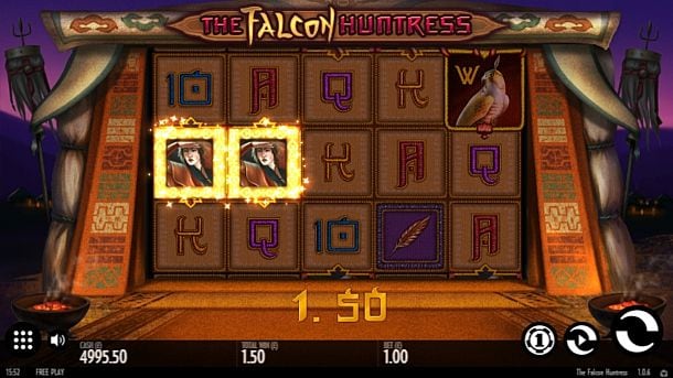 Выигрышная комбинация символов в автомате The Falcon Huntress