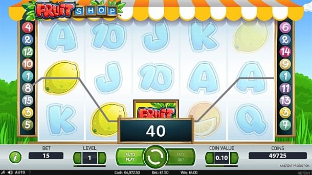 Призовая комбинация символов в игровом автомате Fruit Shop