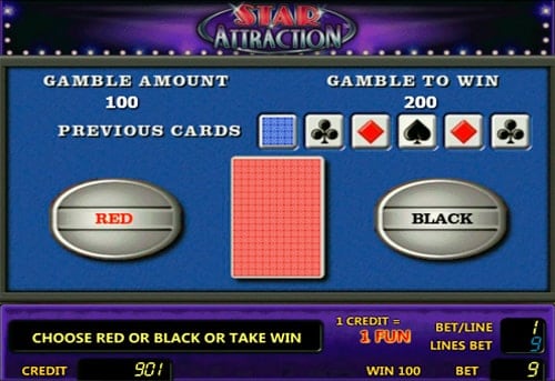 Риск-игра в игровом автомате Star Attraction