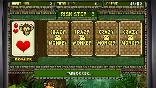 Онлайн слот Crazy Monkey 2 - игра на удвоение Игра на удвоение в онлайн слоте Crazy Monkey 2