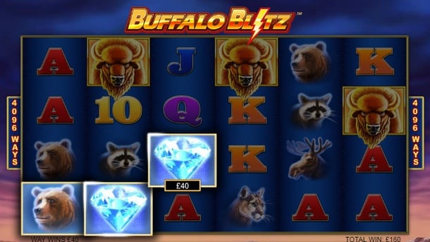 Слот Buffalo Blitz - выигрышная комбинация с диким знаком Выигрышная комбинация с диким знаком в слоте Buffalo Blitz